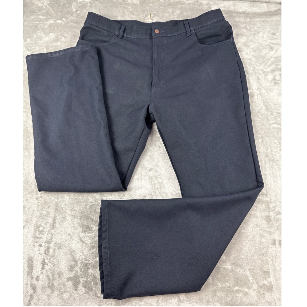 Levis 517 Bootcut Pants Mens 42x32 Navy Blue Sta-Prest Polyester Twill‎ Trousers